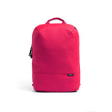 Mueslii daily backpack, made of PU coated waterproof nylon, with a laptop compartment, color pink, front view.