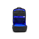 Mueslii travel backpack, made of waterproof jacquard nylon, camouflage pattern, with a laptop compartment, color black, inside view.