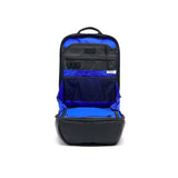 Mueslii travel backpack, made of water resistant canvas nylon, with a laptop compartment, cabin luggage, color black, inside view.