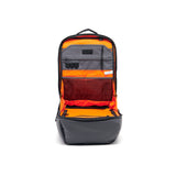 Mueslii travel backpack, made of PU coated waterproof nylon, with a laptop compartment, color grey, inside view.