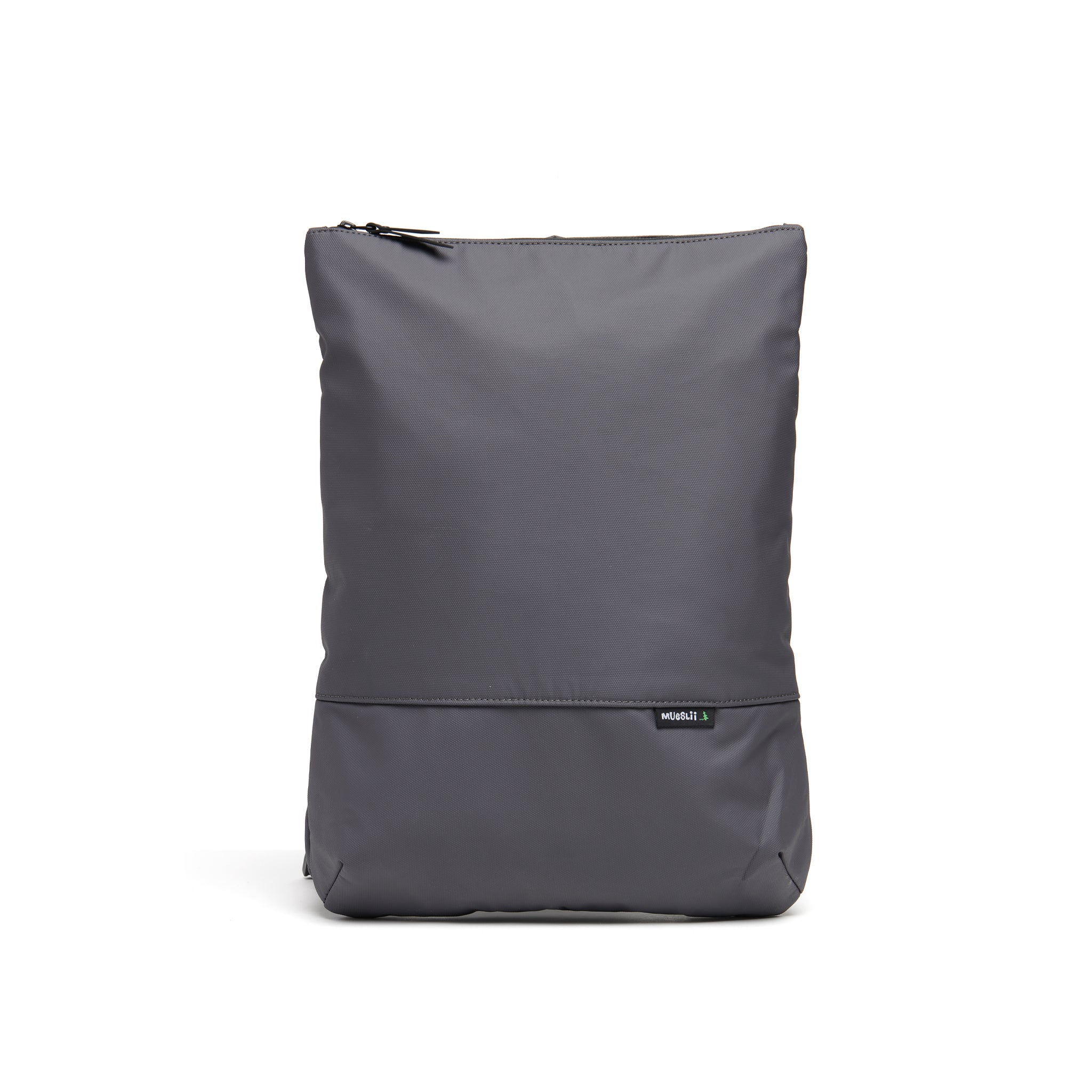 Mueslii light pack,  made of PU coated waterproof nylon, color slate grey, front view.