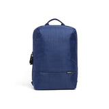 Mueslii daily backpack, made of  water resistant canvas nylon, with a laptop compartment, color  ocean blue, front view.