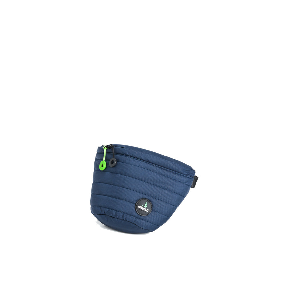 Mueslii puffer waist bag, made of high density nylon and Ykk zips, color high tech blue, medium size.