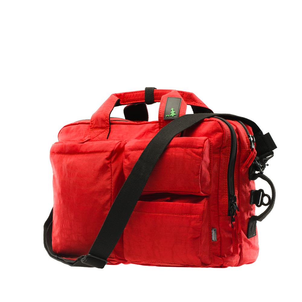 Mueslii classic 3 ways that can be used as backpack a shoulder bag or a briefcase. Material: high density crinkle nylon.