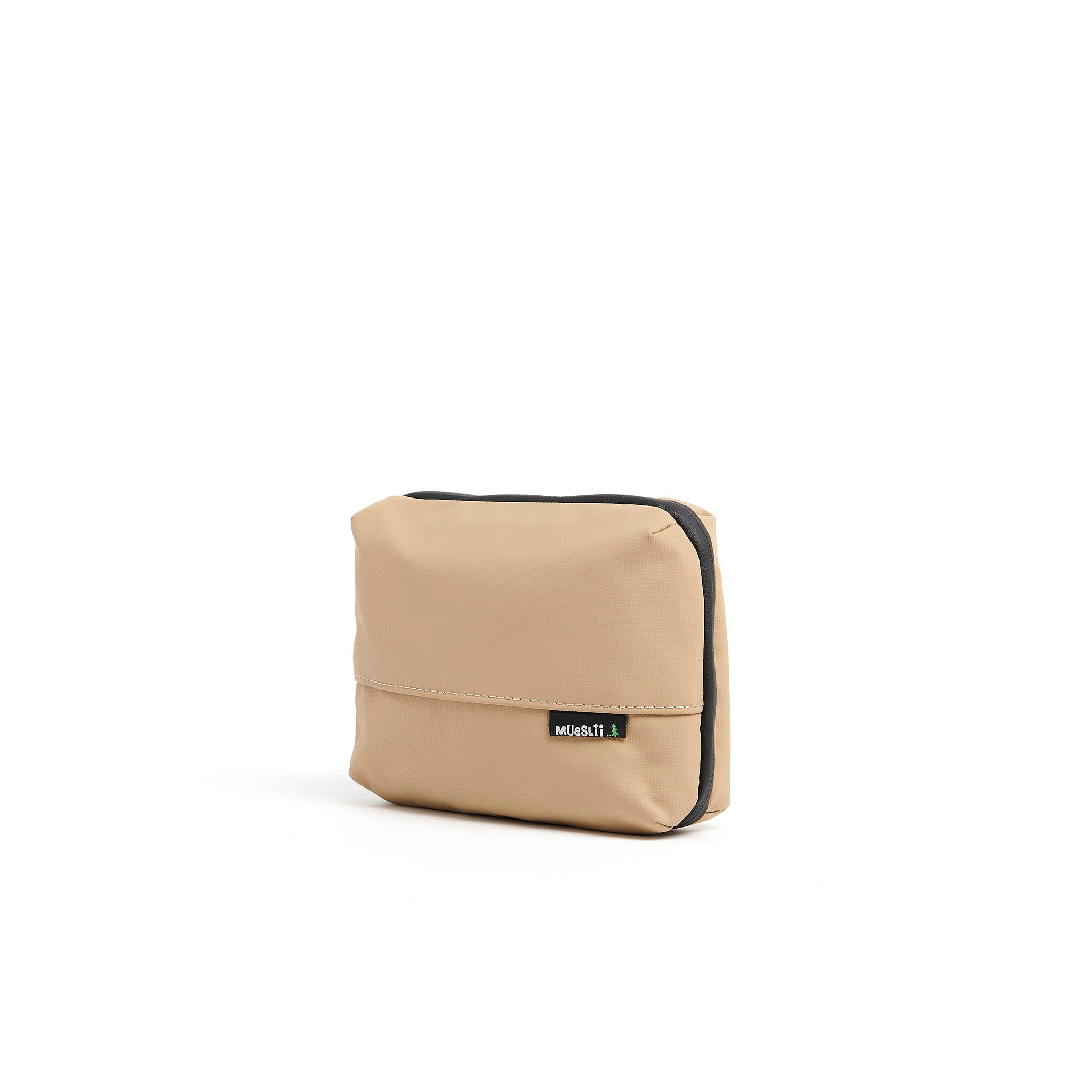 Mueslii tech case, made of PU coated waterproof nylon, color sand, side view.