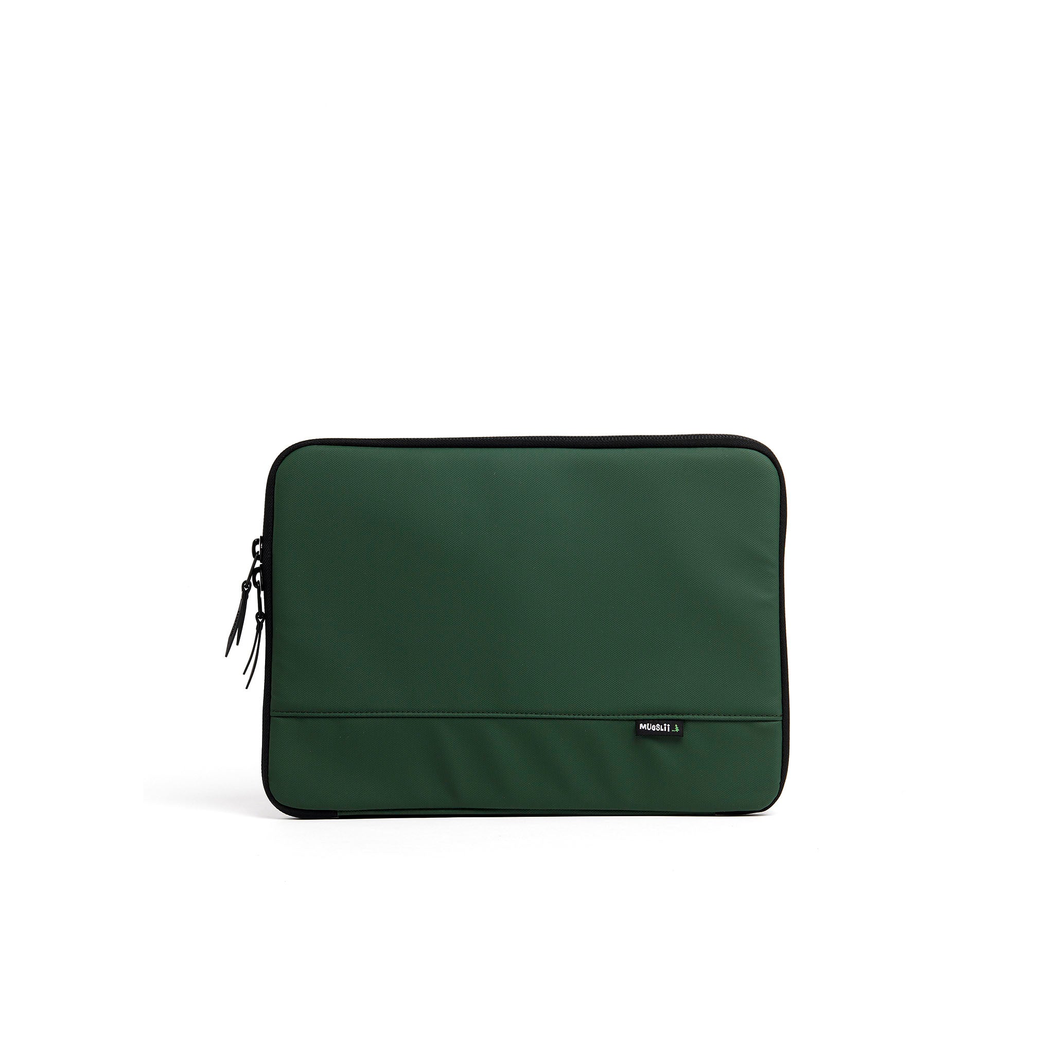 Mueslii A4 document- tech holder,  made of PU coated waterproof nylon, color olive green, front view.