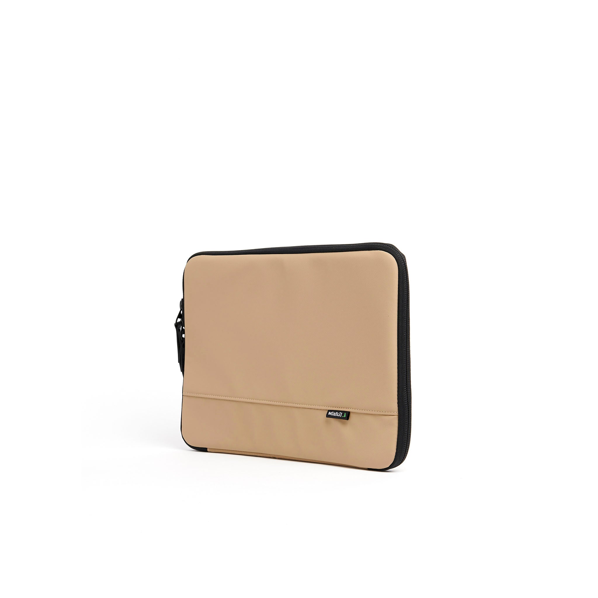 Mueslii A4 document- tech holder,  made of PU coated waterproof nylon, color sand, side view.