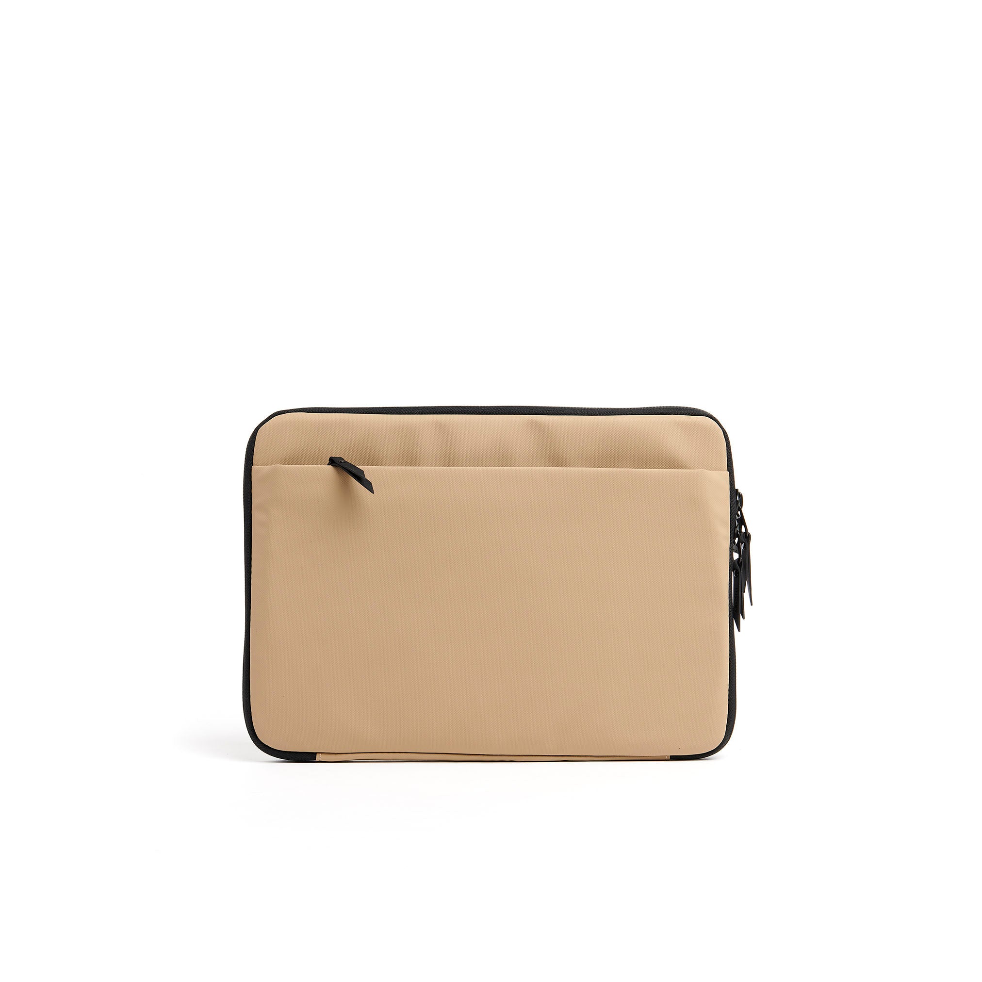 Mueslii A4 document- tech holder,  made of PU coated waterproof nylon, color sand, back view.