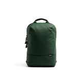 Mueslii small backpack, made of PU coated waterproof nylon, with a laptop compartment, color olive green, front view.