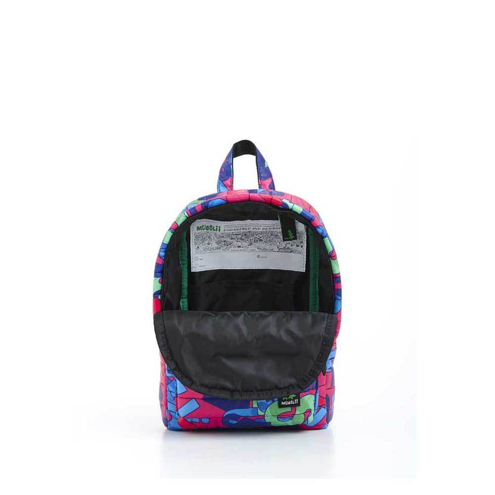 Mueslii original puffer Mini pack made of high density nylon and Ykk zips, limited edition, printed motif.